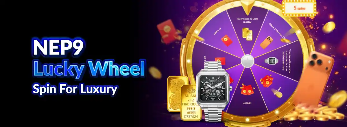 NEP9 Lucky Wheel Spin for Luxury Prizes Gold Bar and iPhone